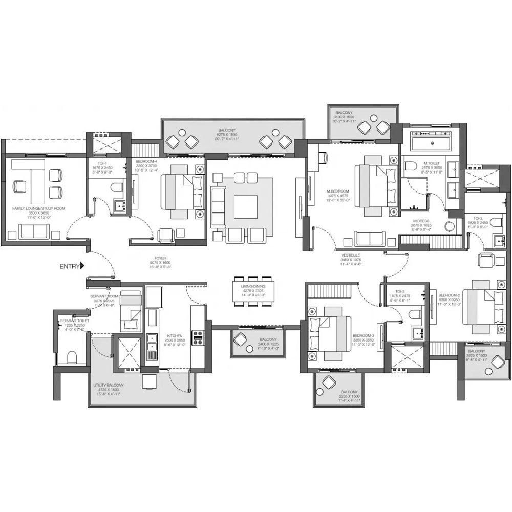 4 BHK + 2 Store/Utility